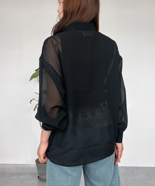 ブラウス シャツ 「セットアイテム」シアーシャツ＋タンクトップ レディース AS KNOW ブラウス シャツ ○シアーシャツとタンクトップ 2点