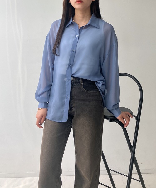 ブラウス シャツ 「セットアイテム」シアーシャツ＋タンクトップ レディース AS KNOW ブラウス シャツ ○シアーシャツとタンクトップ 2点