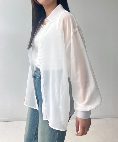 ブラウス シャツ 「セットアイテム」シアーシャツ＋タンクトップ レディース AS KNOW ブラウス シャツ ○シアーシャツとタンクトップ 2点