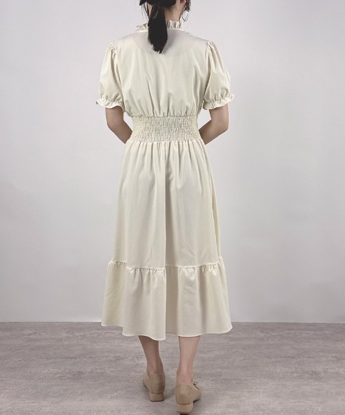 CLOTHY ワンピース 半袖 「甘さをひとさじ、上品フェミニンな1枚