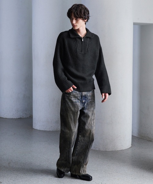 CLEL（クレイル） セーター ニット 「CLEL」Volume Melange Half-Zip