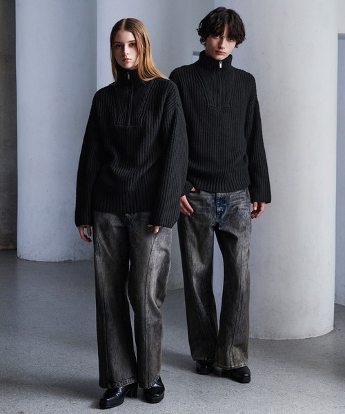 CLEL（クレイル） セーター ニット 「CLEL」Volume Melange Half-Zip