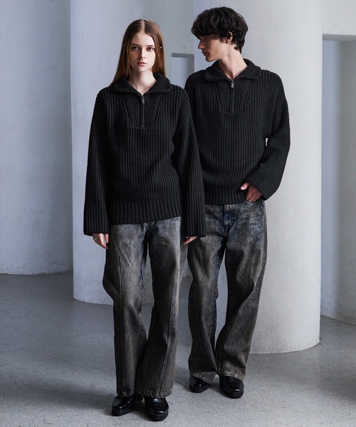 CLEL（クレイル） セーター ニット 「CLEL」Volume Melange Half-Zip