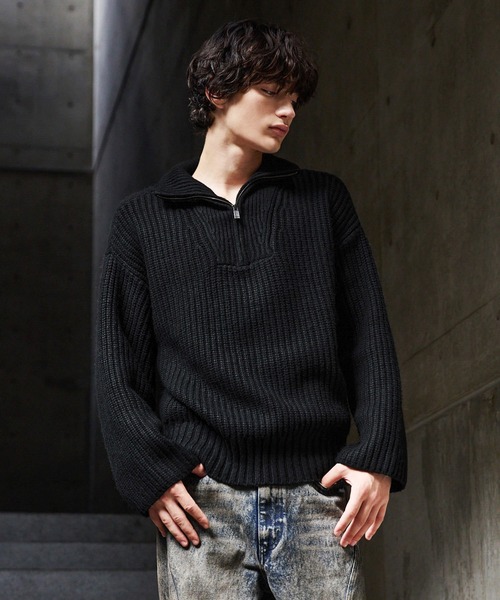 CLEL（クレイル） セーター ニット 「CLEL」Volume Melange Half-Zip