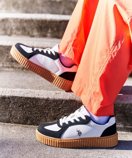 「U.S. POLO ASSN.」 ローカットスニーカー 24.5cm ブラック レディース