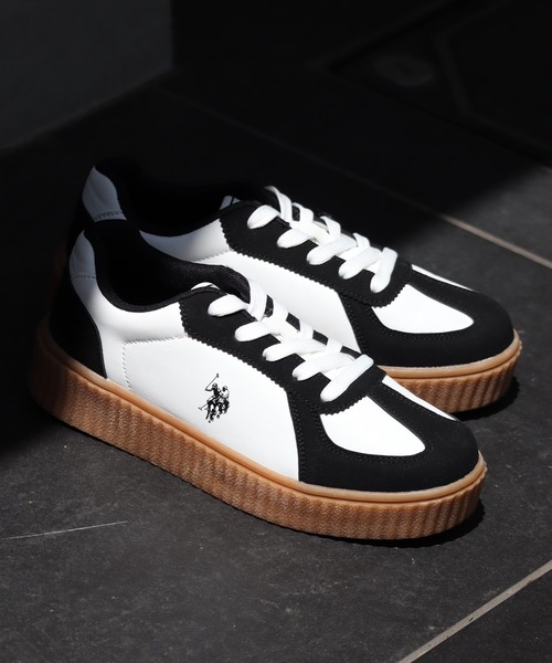 「U.S. POLO ASSN.」 ローカットスニーカー 24.5cm ブラック レディース