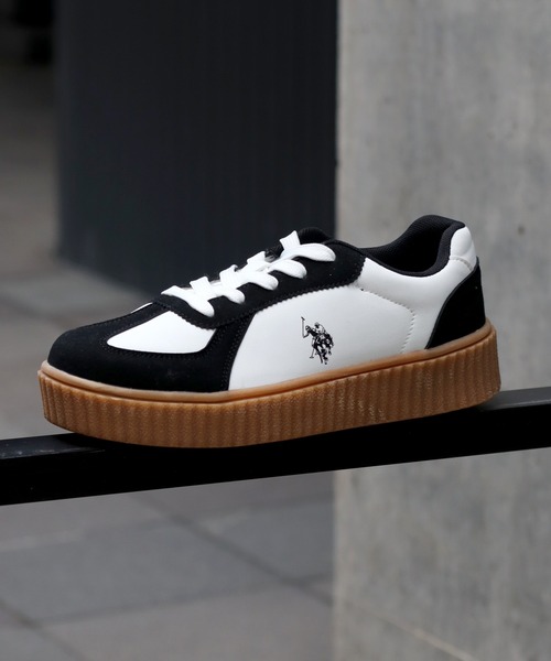 「U.S. POLO ASSN.」 ローカットスニーカー 24.5cm ブラック レディース
