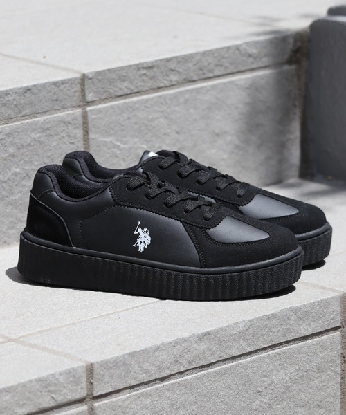 「U.S. POLO ASSN.」 ローカットスニーカー 24.5cm ブラック レディース