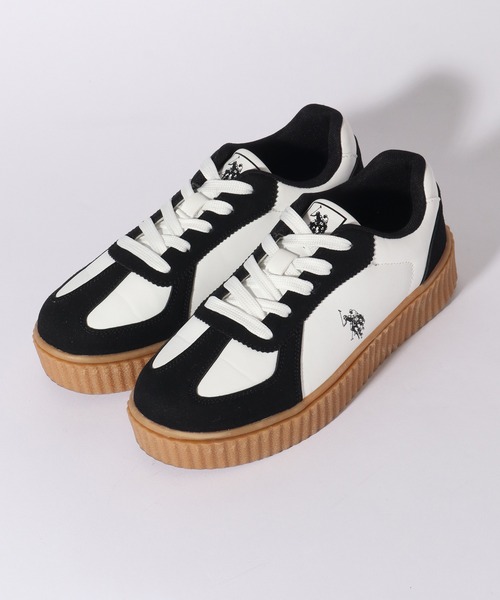 「U.S. POLO ASSN.」 ローカットスニーカー 24.5cm ブラック レディース