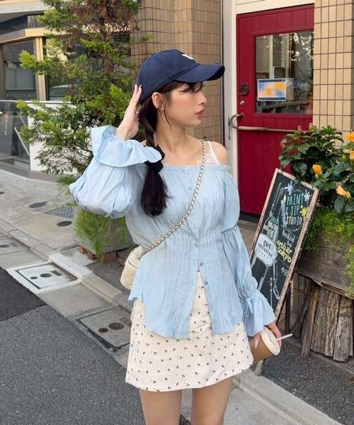 ブラウス シャツ mariko企画　レースドッキングブラウス　583652 レディース