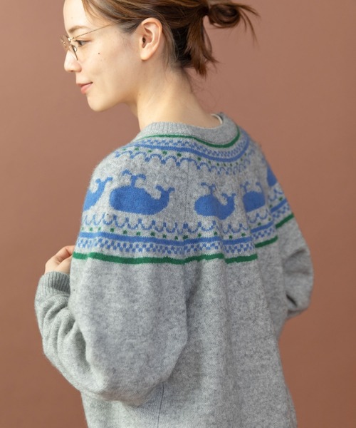 PAR ICI（パーリッシィ） カーディガン クジラジャカード 求心風2WAY