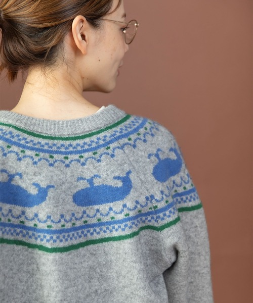 PAR ICI（パーリッシィ） カーディガン クジラジャカード 求心風2WAY