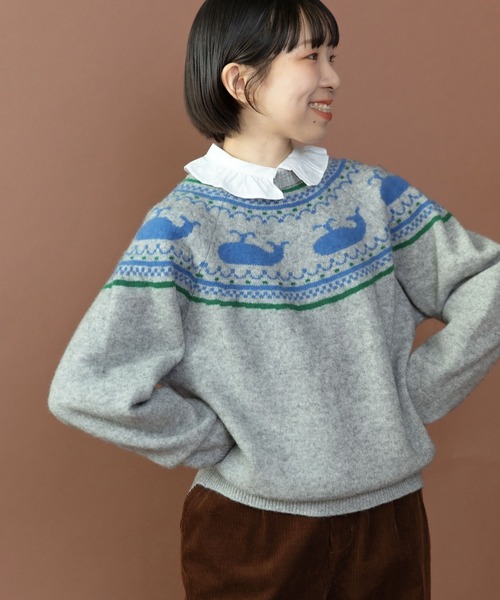 PAR ICI（パーリッシィ） カーディガン クジラジャカード 求心風2WAY