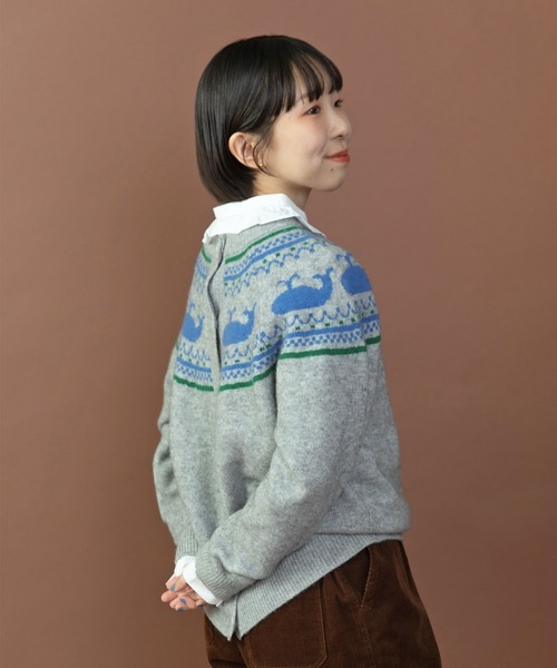 PAR ICI（パーリッシィ） カーディガン クジラジャカード 求心風2WAY