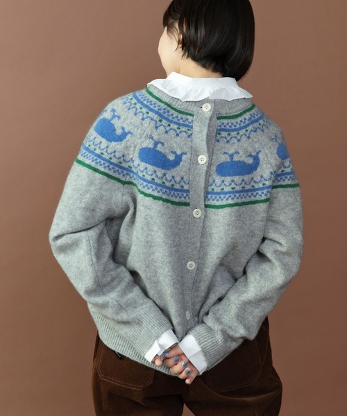 PAR ICI（パーリッシィ） カーディガン クジラジャカード 求心風2WAY