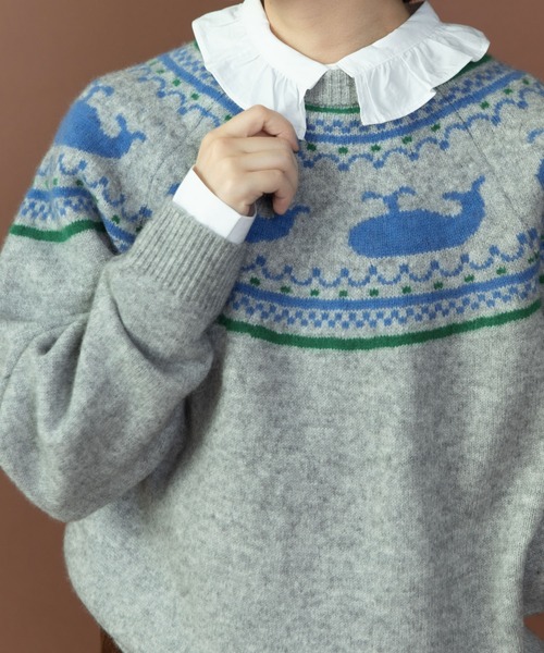 PAR ICI（パーリッシィ） カーディガン クジラジャカード 求心風2WAY