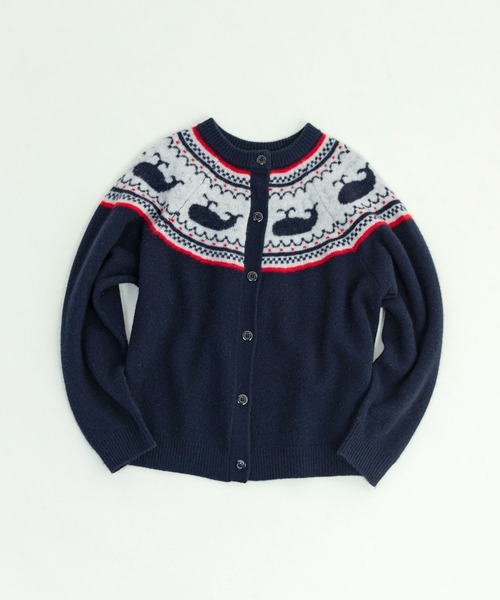 PAR ICI クジラジャカード 求心風2WAY カーディガン ネイビー PAR ICI（パーリッシィ） カーディガン クジラジャカード 求心風2WAY