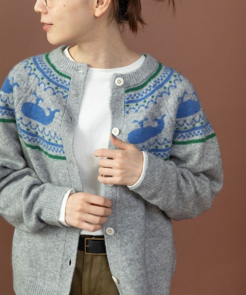 PAR ICI（パーリッシィ） カーディガン クジラジャカード 求心風2WAY