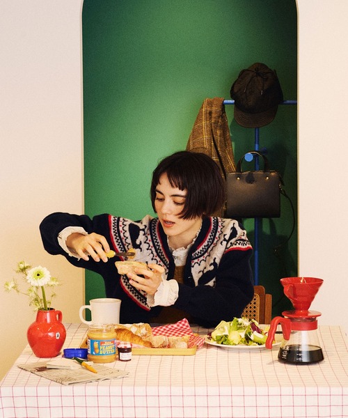 PAR ICI カーディガン クジラジャカード 求心風2WAY レディース