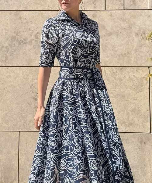 JENNE 】ジョーゼット美ラインシャツワンピース