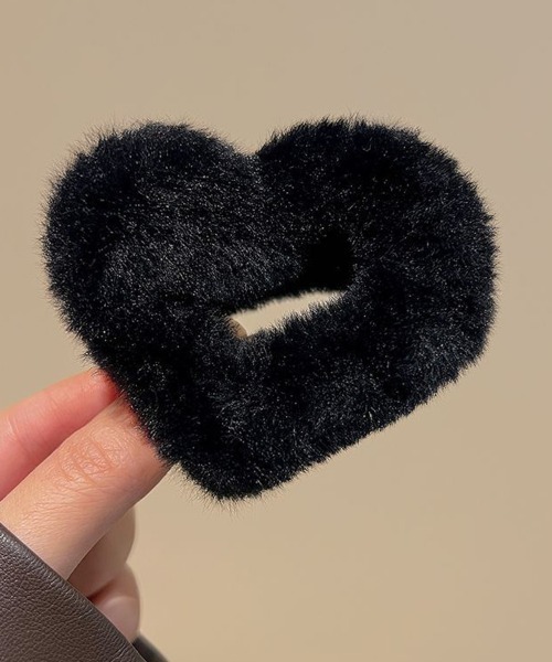 shoppinggo ヘアクリップ ヘアクリップ ハート ファー モコモコ バンス