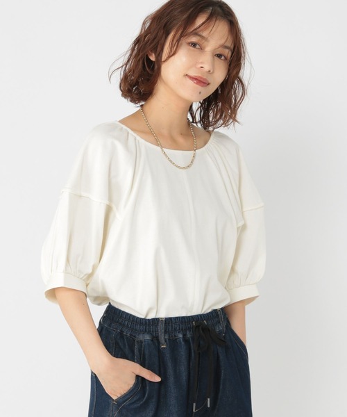 ohgaホワイト ボリュームスリーブ ブラウス 半袖 studio CLIP（スタディオクリップ） tシャツ 半袖 ボリュームスリーブ