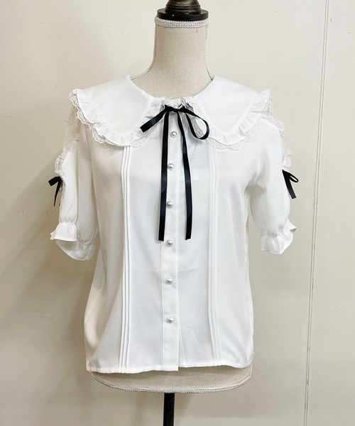 「MA*RS」 半袖ブラウス FREE ホワイト×ピンク レディース_画像3