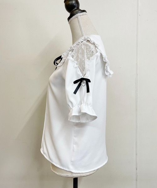 「MA*RS」 半袖ブラウス FREE ホワイト×ピンク レディース_画像5