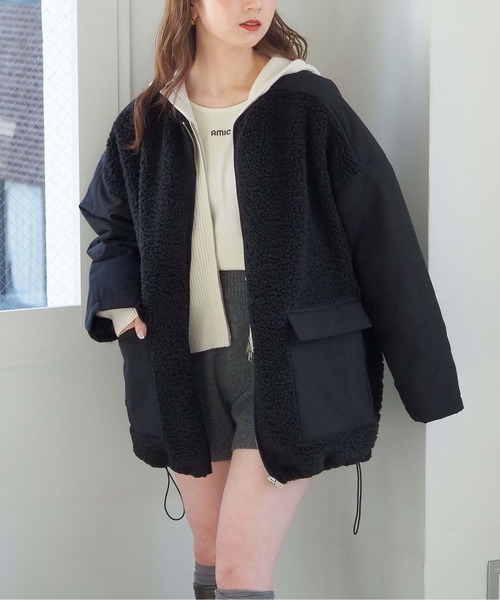 tiptop（ティップトップ） ブルゾン アウター ボアキルトノーカラー