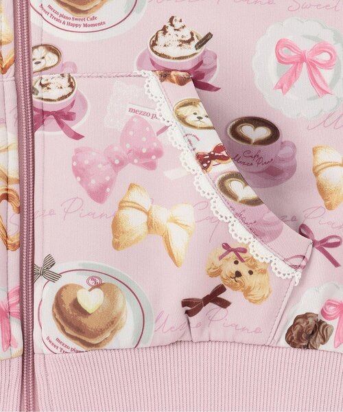 mezzo piano パーカー カフェ柄ZIPパーカ キッズ 子供服 女の子