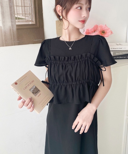 「moment+」 半袖ワンピース M ブラック レディース_画像7