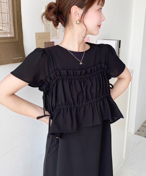 「moment+」 半袖ワンピース M ブラック レディース_画像8