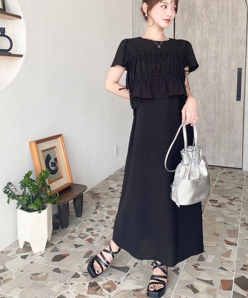 「moment+」 半袖ワンピース M ブラック レディース_画像9