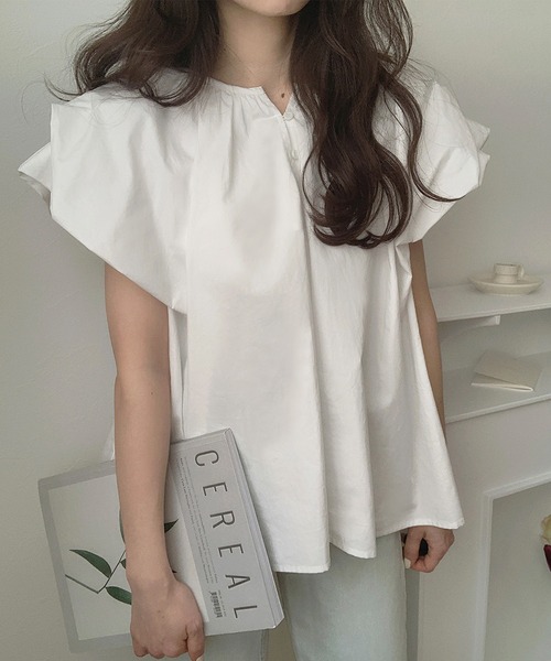 「LAUIR」 半袖ブラウス MEDIUM ホワイト レディース_画像3