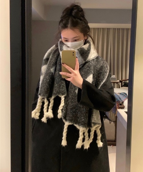 マフラー ストール モヘア ボリューム フリンジF柄マフラー レディース | ブランド登録なし | 02