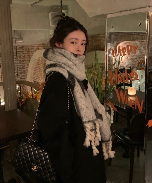 マフラー ストール モヘア ボリューム フリンジF柄マフラー レディース | ブランド登録なし | 03