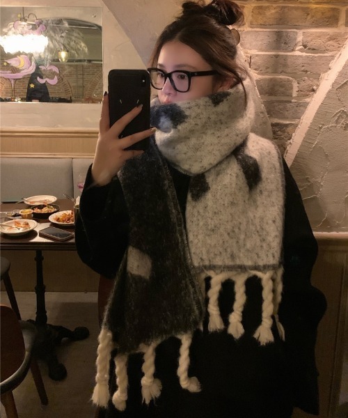 マフラー ストール モヘア ボリューム フリンジF柄マフラー レディース | ブランド登録なし | 04