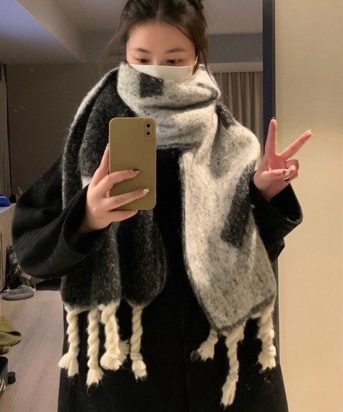 マフラー ストール モヘア ボリューム フリンジF柄マフラー レディース | ブランド登録なし | 07