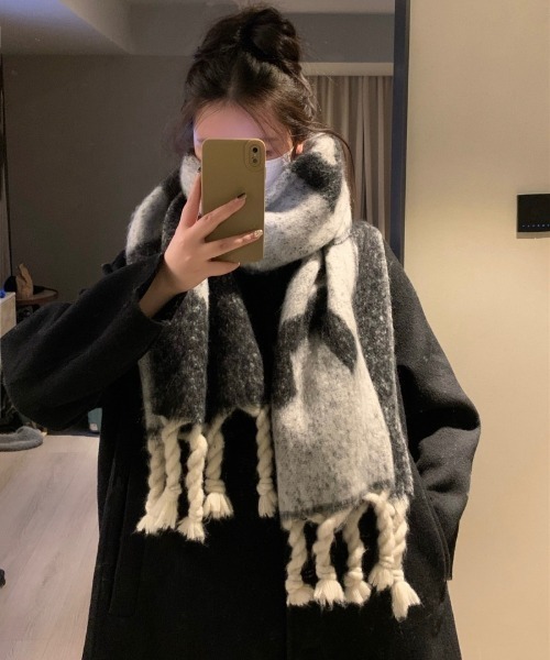 マフラー ストール モヘア ボリューム フリンジF柄マフラー レディース | ブランド登録なし | 08