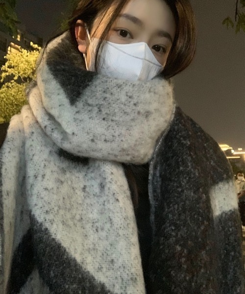 マフラー ストール モヘア ボリューム フリンジF柄マフラー レディース | ブランド登録なし | 10