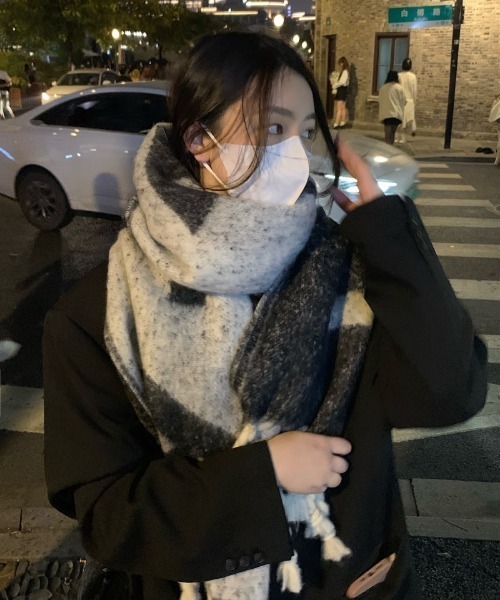 マフラー ストール モヘア ボリューム フリンジF柄マフラー レディース | ブランド登録なし | 11