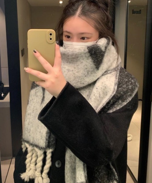 マフラー ストール モヘア ボリューム フリンジF柄マフラー レディース | ブランド登録なし | 13