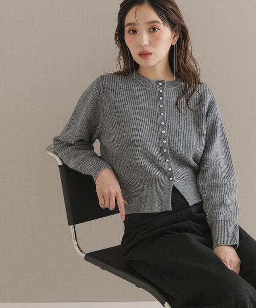カーディガン ボタンデザインニットプルオーバー レディース