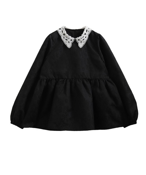 Fit more（フィットモア） ジャガードレース襟ペプラムトップス