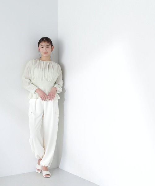 「NATURAL BEAUTY BASIC」 長袖ブラウス MEDIUM ライトグリーン レディース_画像3