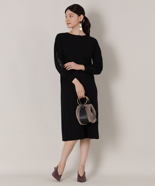 「EPOCA THE SHOP」 ニットワンピース 38 ブラック レディース_画像4