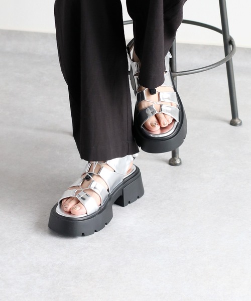 「cepo」 フラットサンダル L シルバー レディース_画像7