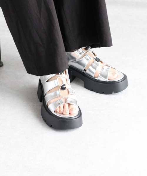 「cepo」 フラットサンダル L シルバー レディース_画像8