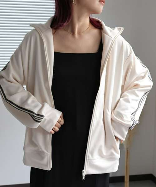 「ap retro」 ジャージブルゾン FREE ネイビー レディース_画像4