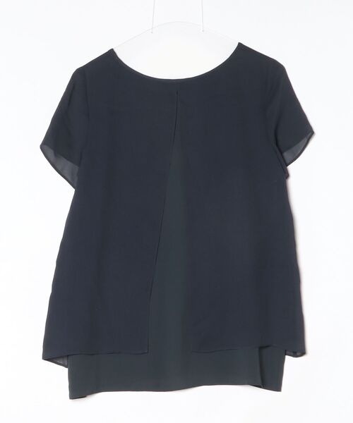 【theory luxe 】クルーネックブラウス　ネイビー　38 theory luxe 23SS クルーネックブラウス ネイビー 38 - メルカリ トップス